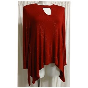 Jennifer Lopez Red Sparkle Asymmetrical Top